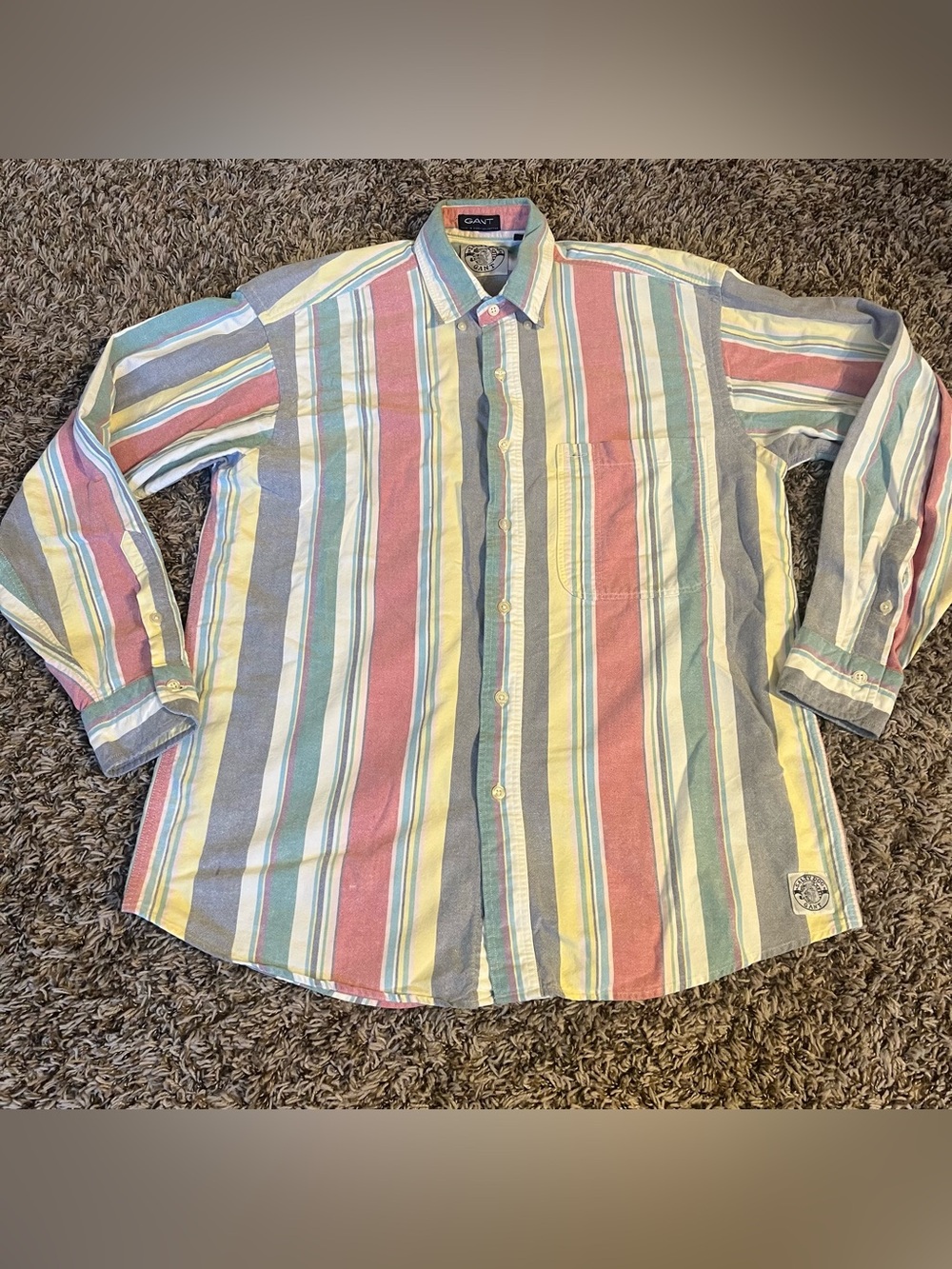 Salty Dog Gant colorful striped button down mens shirt medium